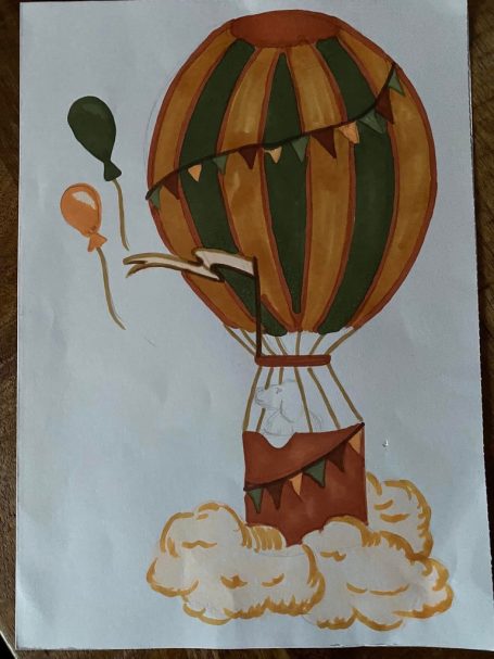 Ballon met schaapjes schets 3