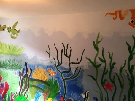 Overview muurschildering Finding Nemo Overview muurschildering Finding Nemo